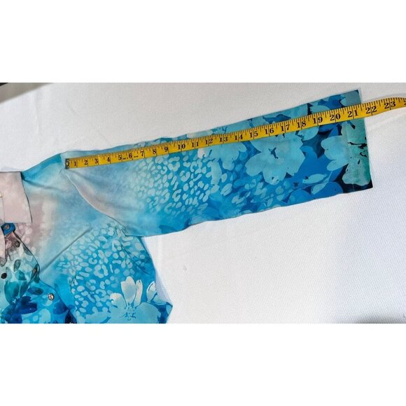 Soft Surroundings Jolene Silk Button Up Top Floral Blue Sz S Artsy Lightweight - Picture 7 of 8